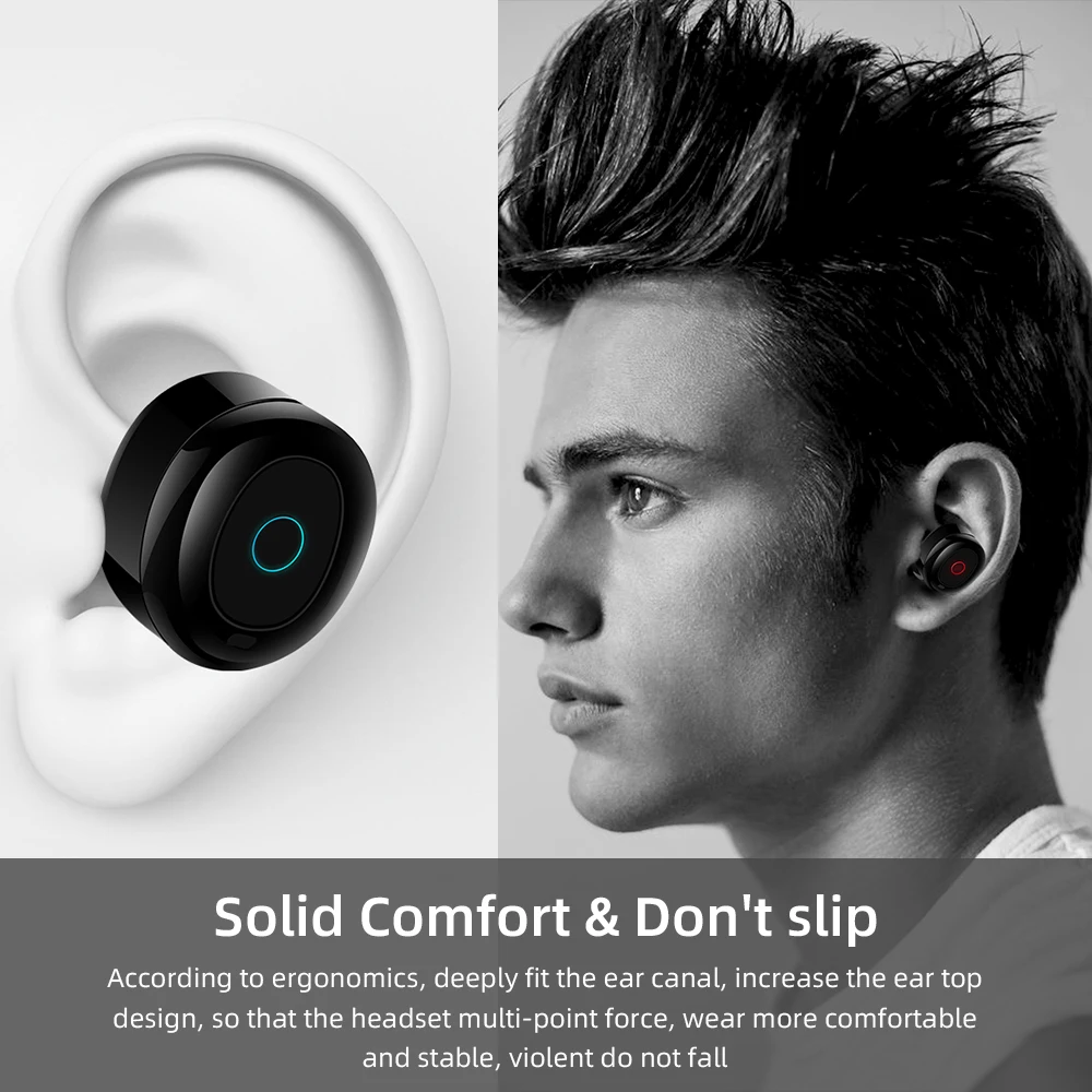 Mini Auricular Bluetooth 5.0+EDR Con dos micrófonos de los Deportes de la prenda Impermeable 3D Auriculares Estéreo de Auto Emparejamiento del Auricular TWS Inalámbrico de Auriculares 5