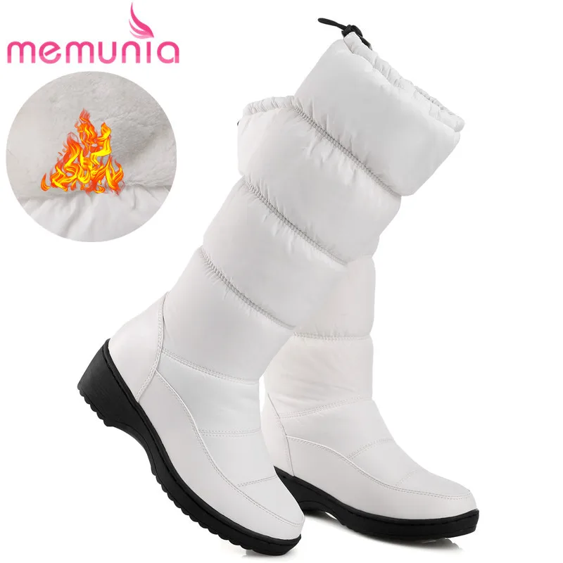 MEMUNIA 2020 NUEVA moda caliente botas de nieve de las mujeres ronda del dedo del pie de cuero de la pu caliente hacia abajo de la rodilla botas altas de piel gruesa, botas de invierno de las señoras 5