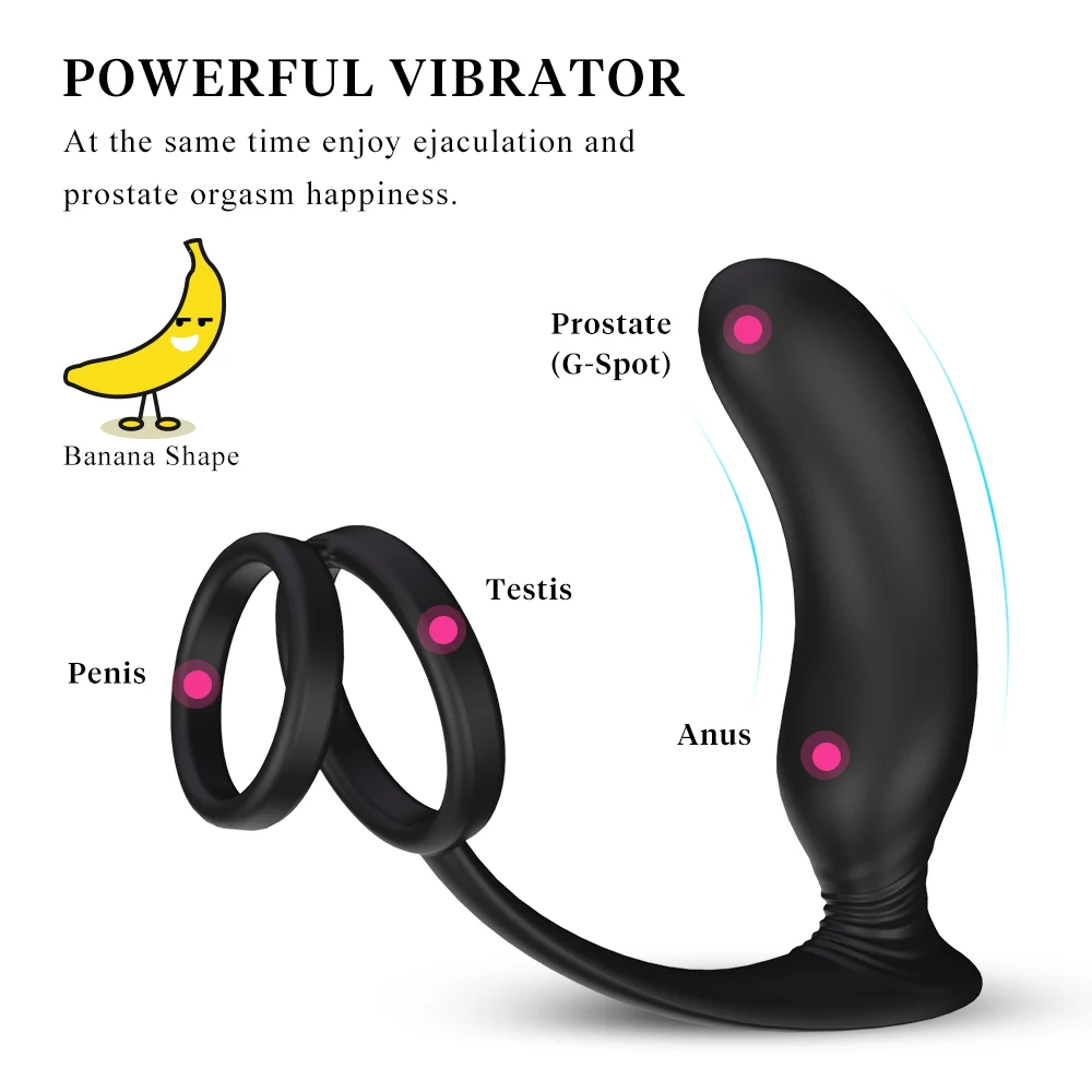 La próstata masculina ano plug vibrador de silicona masajeador de próstata butt plug retrasar la eyaculación masculina anillo de juguete 5