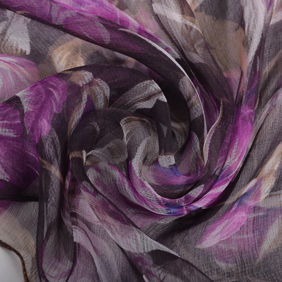 [BYSIFA] Nuevo Púrpura Café de Seda de la Bufanda del Mantón de la Moda Femenina Noble Largas Bufandas de las Señoras de la Marca de Pura Seda Pañuelo de Cuello Playa Cover-ups 5