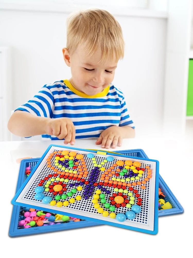 Hongo Peg Arte Juguetes de BRICOLAJE Creativo de Puzzle rompecabezas de Rompecabezas el Aprendizaje de Juguete Para los Niños Montessori Color Cognitivo Juguetes 5