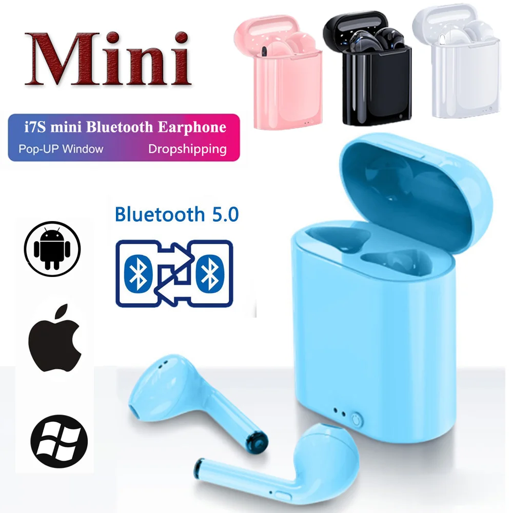 I7s TWS Bluetooth Auriculares Mini Deportes Auricular Impermeable Auriculares de Música con Auriculares De Xiaomi Huawei Iphone Auriculares Inalámbricos 5