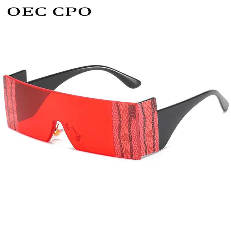 OEC CPO de gran tamaño del Rectángulo de Gafas de sol de las Mujeres de la Marca de Moda de Una Pieza Cuadrada de Gafas de Sol para los Hombres Gafas Tonos UV400 O592 5
