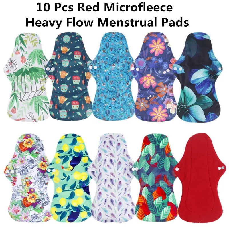 [simfamily] 10pcs orgánica de Carbón de Bambú lavable Higiene menstrual almohadillas de gran flujo de compresas señora de tela cojín almohadillas reutilizables 5