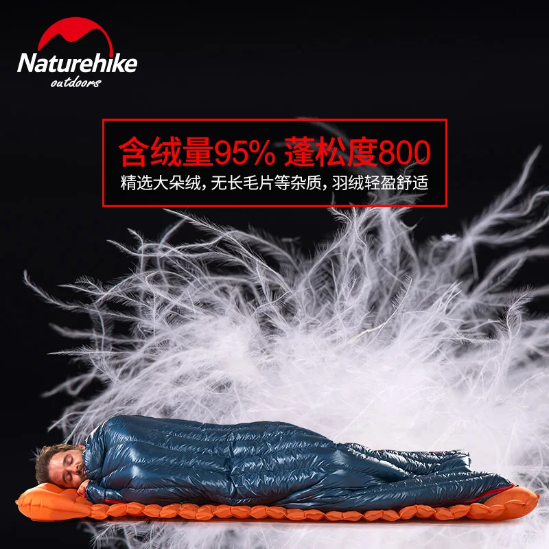 Naturehike Ultra ligero saco de dormir para adultos acampar al aire libre de Ganso de la Plaza de la bolsa de dormir en el otoño/invierno cálido de Empalme 5