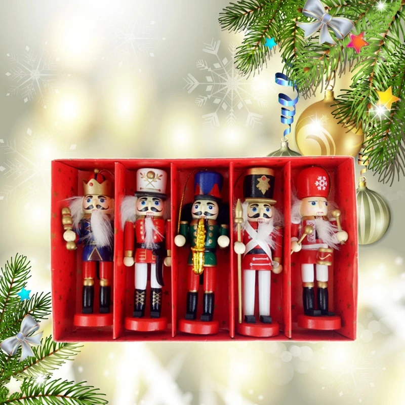 5 x 12 cm de Madera de Marionetas de Cascanueces Dibujo Nueces Soldado Decoraciones de Navidad 5