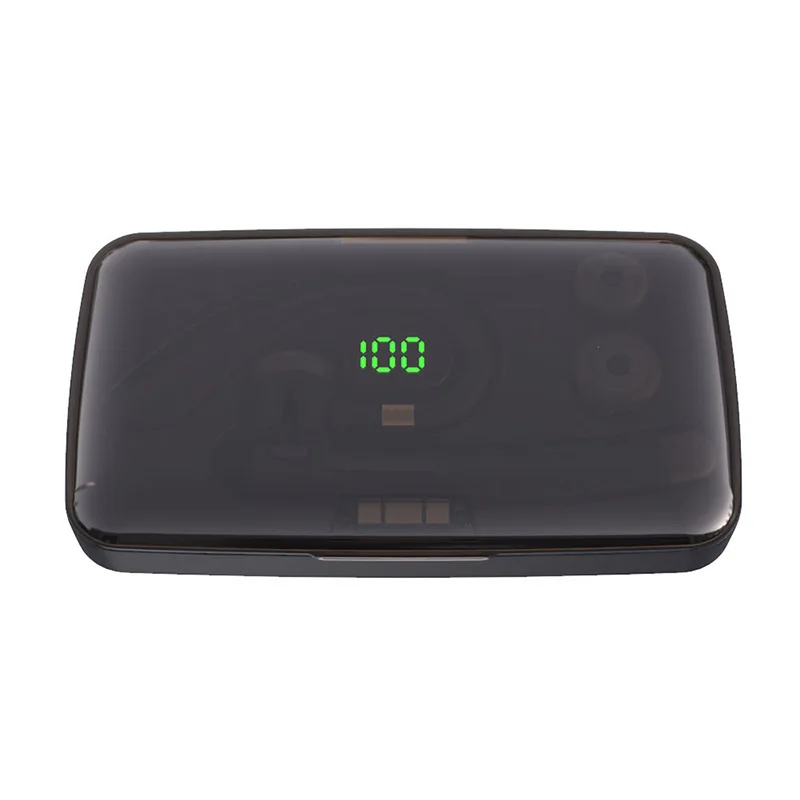 HBQ Negocio Solo Auricular Bluetooth del Coche de Deportes del Oído-gancho para Auriculares LED Digital de la Pantalla de Carga Caso 5.0 Auriculares de Bluetooth 5