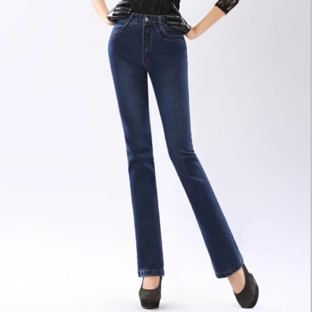 De la moda de Nueva Oscuridad / luz azul de talle alto, pantalones vaqueros flacos fácil flare jeans mujer más el tamaño 5XL de que los pantalones vaqueros de las Mujeres 5