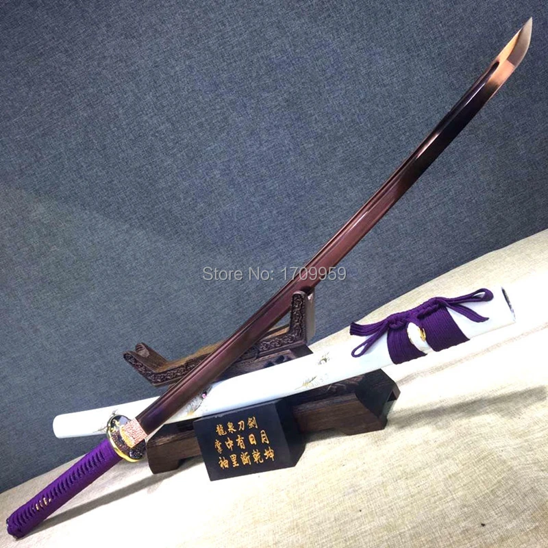 De La Mano De Forja Completo De La Espiga Acero De Alto Carbono De Color Púrpura Cuchilla Afilada Para La Batalla Samurai Japonés Espada Katana Casa Bonita De Decorar O Regalar 5