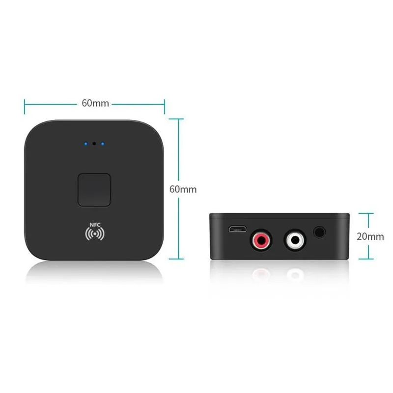 Auto Receptor Bluetooth 5.0 aptX LL AAC Jack de 3,5 mm Aux Adaptador de Coche de Audio Estéreo Para TV Mic Música NFC Altavoz con conexión Inalámbrica a S0J3 5