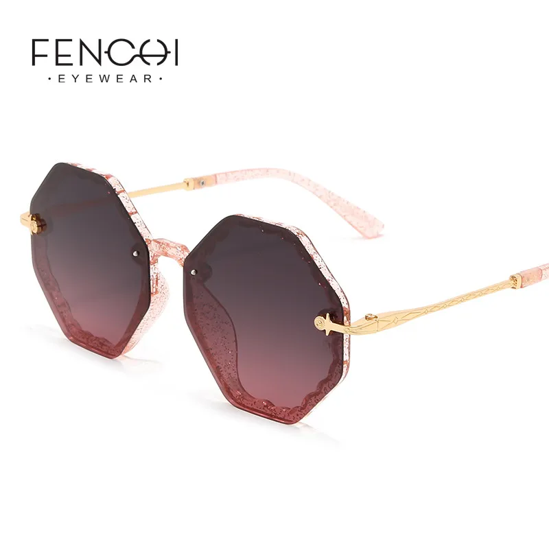 FENCHI Rosa, Mujer de las Gafas de sol Polarizadas 2020 Retro de las gafas sin Montura de Lujo de la Marca de Gafas de Sol de Conducción Gafas de Mujer Oculos De Sol 5