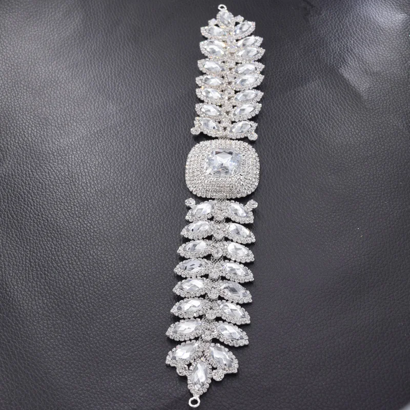1Piece de Lujo de cristal de diamantes de imitación cinturón para el vestido de boda apliques de deocrations ópalo de cristal de strass de oro accesorios de costura 5