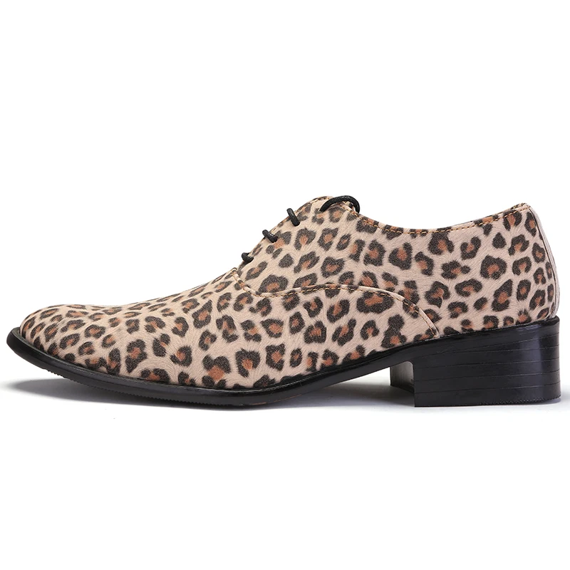 Misalwa de Lujo de la Marca italiana de los Hombres Leopardo de Cuero de Gamuza con cordones Marrón Zapatos Formales Para los Hombres de color Caqui Vestido de Novia Social Masculino 5