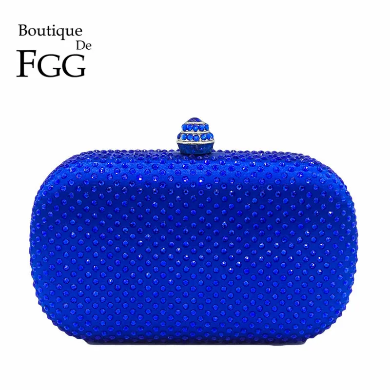 Boutique De FGG Royal Azul de diamantes de Imitación de Embrague de las Mujeres Bolsos de Noche de Novia Bolso de Fiesta de la Boda de Cristal Bolso Bolsa de Hombro de la Cadena de 5