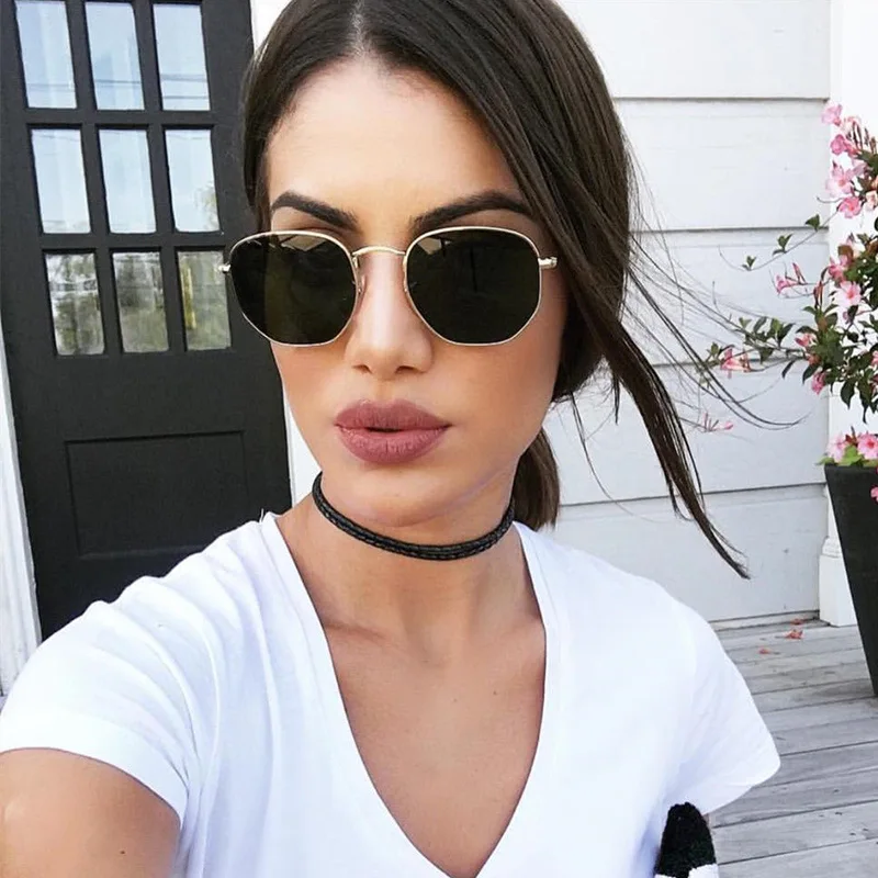 2019 Gafas de sol de Moda de las Mujeres de la Marca del Diseñador de Marco Pequeño Polígono Claro Objetivo de Sunglasse Unisex Gafas gafas oculos de sol UV400 5