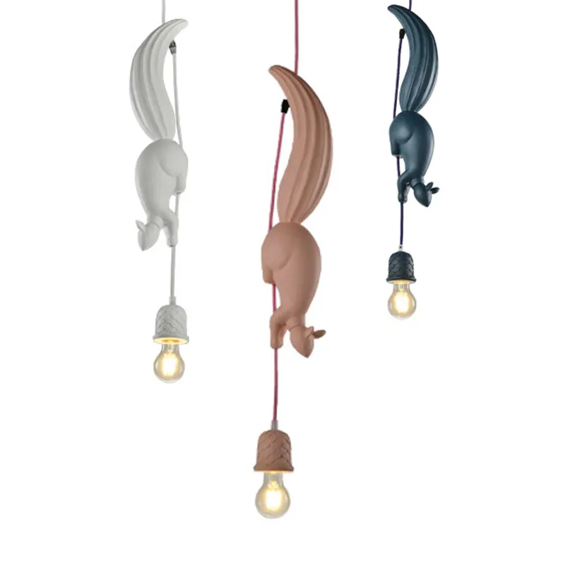 Nórdicos de la Resina de la Ardilla Led lámparas Colgantes Modernas Industrial Colgantes Animales de la Lámpara para la Habitación de los Niños de la Cocina Loft Accesorios de Decoración 5