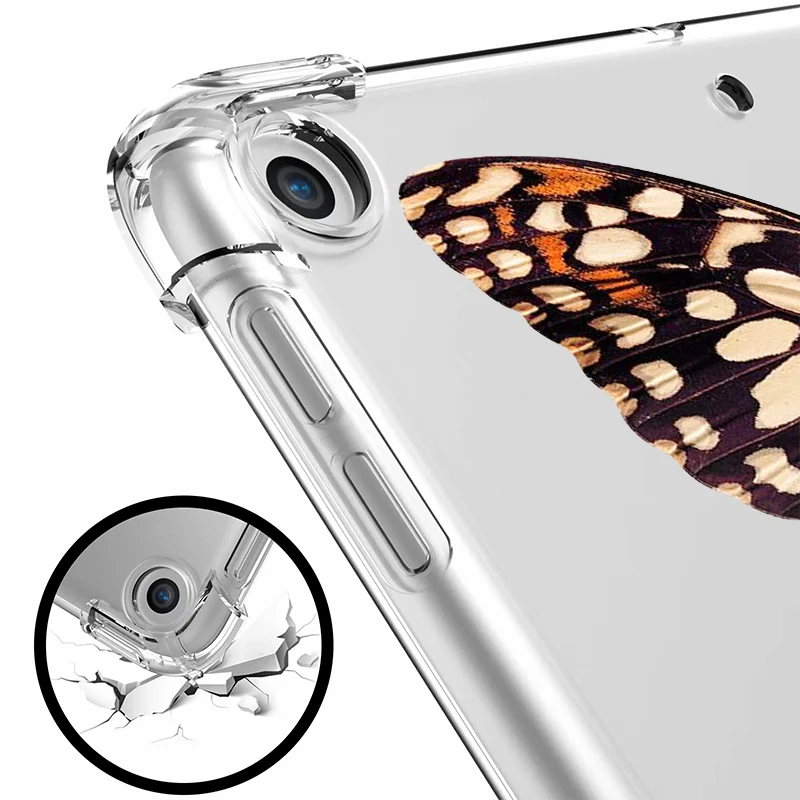 Mariposa Caso de iPad para el iPad de Aire 1 2 Funda Transparente de Silicona Reforzado las Esquinas de la Cubierta Suave de iPad 7ª generación Pro de 12,9 2020 5