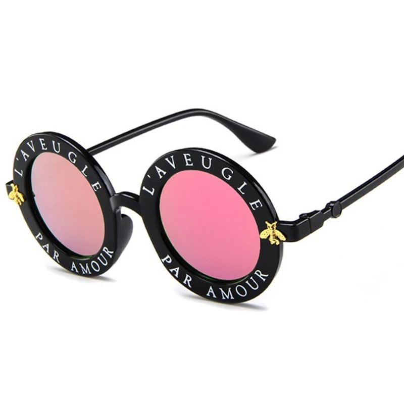 Moda Unisex Ronda Retro Gafas De Sol De Las Mujeres De La Vendimia Gafas Círculo Clásico De La Abeja De La Carta De Gafas De Sol De Los Hombres Tonos Visera Oculos Superior 5
