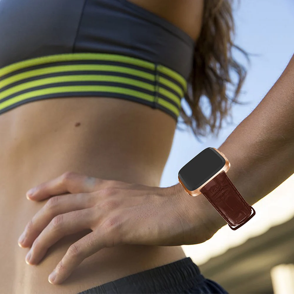 Banda de Reloj de cuero Correa para Fitbit Versa Reloj Inteligente de Reemplazo de Pulsera de Deporte de la Pulsera de la Correa de reloj pulsera Fitbit Versa 5