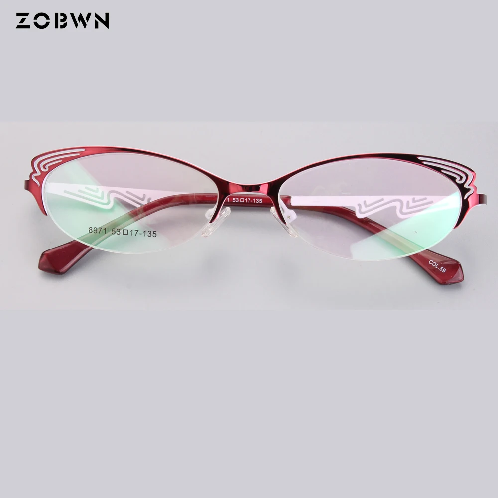 La moda de los Lentes Ópticos mujeres Miopía Gafas señora de Metal Gafas de oculos de grau feminino la forma de la mariposa gato gafa rojo negro 5