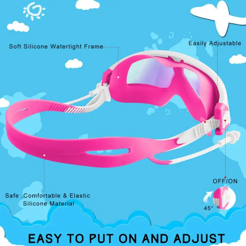 Gafas de Natación de niños Profesional Anti-Niebla UV Protección Gafas de Natación Con Tapones para los oídos Ajustable Niños Nadan Gafas 5