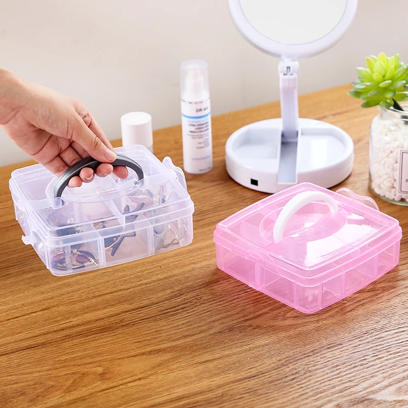 XUNZHE Multi-cuadrícula Ajustable Cajas de Almacenamiento de plástico del Hogar portátil de la caja de Maquillaje de Almacenamiento Pequeño supermercado de la caja de Caja de Joyería, caja de herramientas 5