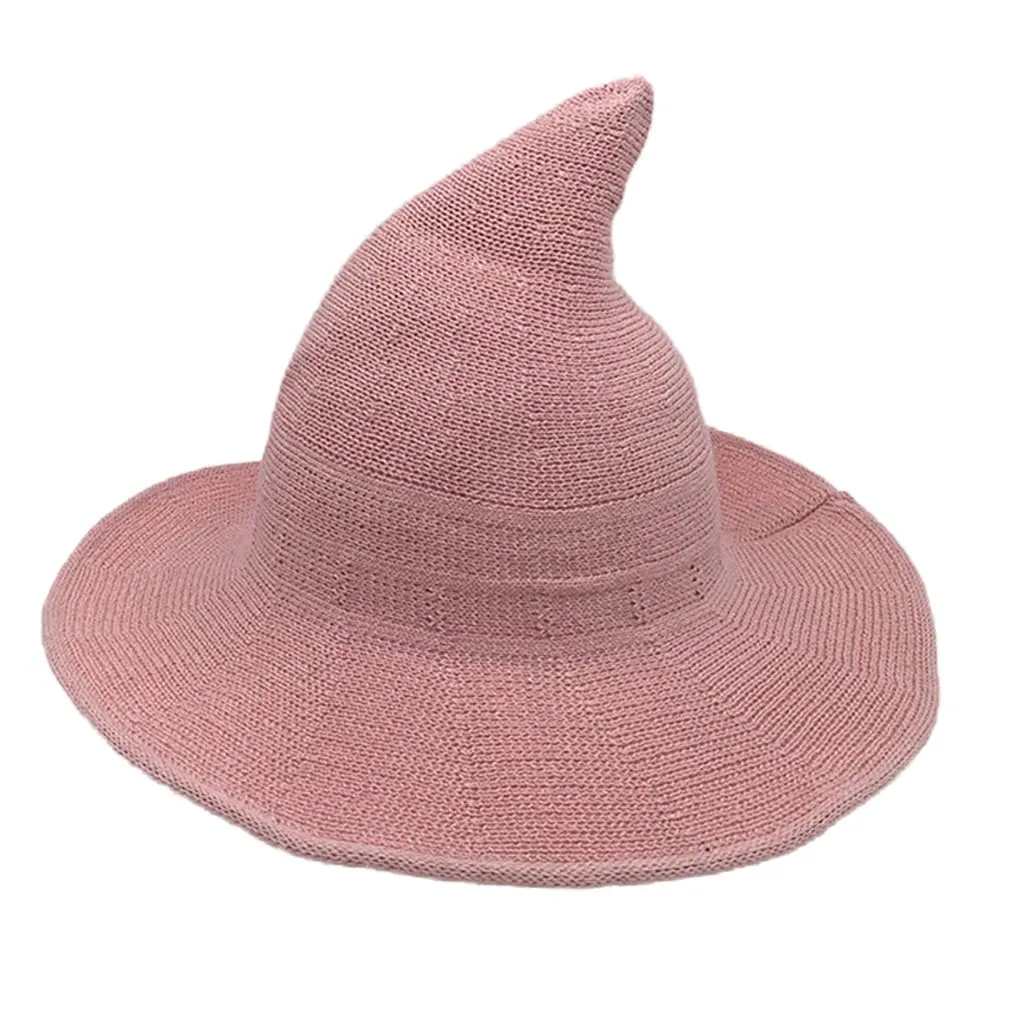 Moderno Halloween de Lana Sombrero de Bruja para Mujer Plegable de Ala Ancha Sol Bola Sombrero de la Gorra de Algodón Transpirable Sun Bonnet 5