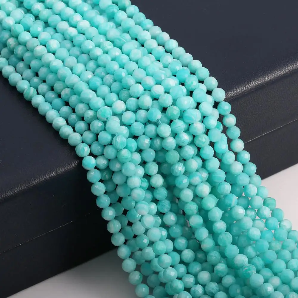Natural de Cuentas de Piedra Pequeñas Perlas Facetadas de Amazonita de 4,5 mm de Sección Suelta Perlas para la Joyería del Collar DIY Pulsera (38cm) 5