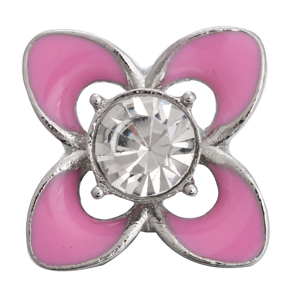 5pcs/lot Snap Joyería de Metal de Cristal de diamante de imitación de Amor de la Flor de 18mm Snap Botones de Flor Encantos Ajuste Complemento Brazaletes para las Mujeres 5