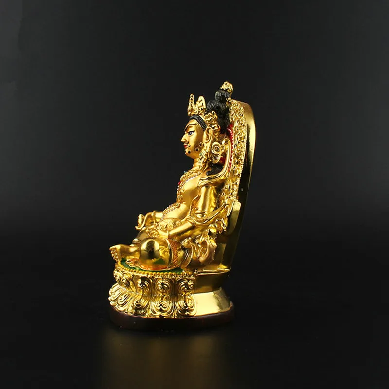 12cm Tsanbala/Jambhala de la Resina de la Estatuilla de Buda, Bodhisattva Delicado Budista Tranic Chapado en Oro del Tesoro de la Figura de la Estatua de Buddha 5