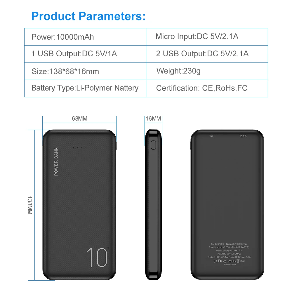 FLOVEME del Banco del Poder 10000mAh Cargador Portátil Para Samsung Xiaomi mi Móvil Batería Externa Powerbank 10000 mAh Poverbank Teléfono 5