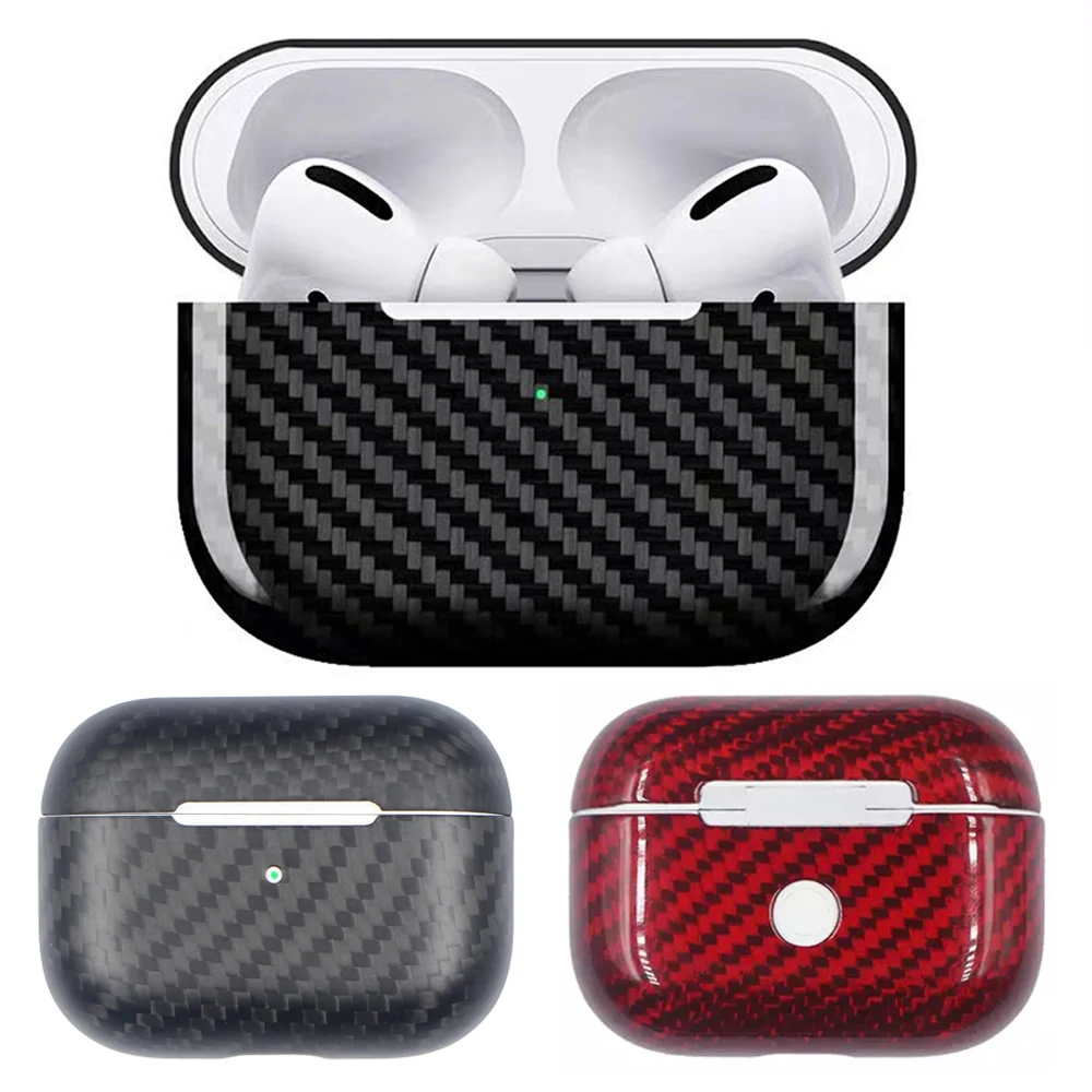 Real de Fibra de Carbono de Caso para Apple AirPods 2 Protector de Auriculares Inalámbricos Bluetooth de la Cubierta para AirPods Pro 3 Accesorios a prueba de Golpes 5