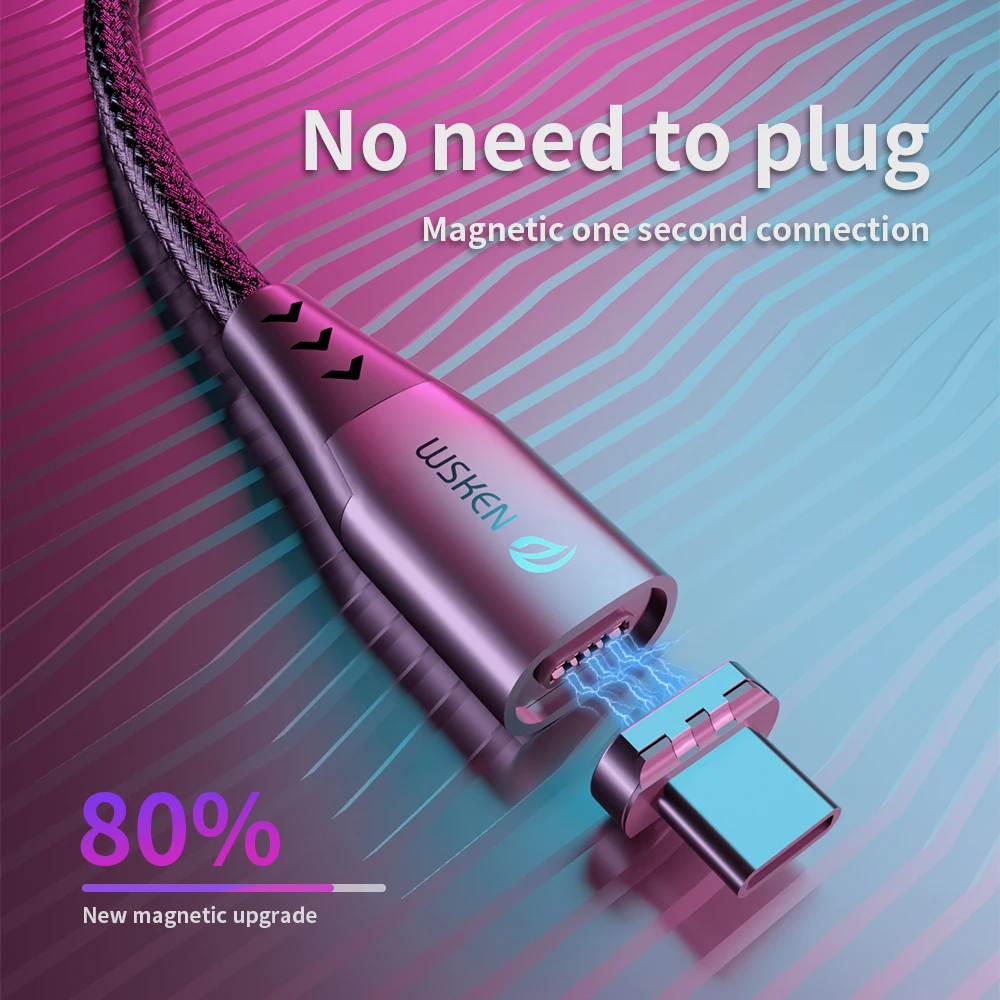 WSKEN 5A Magnético USB Tipo C Cable para Huawei Mate 30 P30 Pro USB-C Imán de Carga Rápida Cargador de Tipo de Datos de c Cable de OnePlus OPPO 5