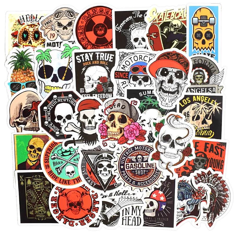 30 PCS Cráneo Terror etiquetas Engomadas Frescas de Punk Rock Graffiti Impermeable de PVC Pegatinas DIY Patineta Portátil de Bicicletas Guitarra Coche Calcomanías 5