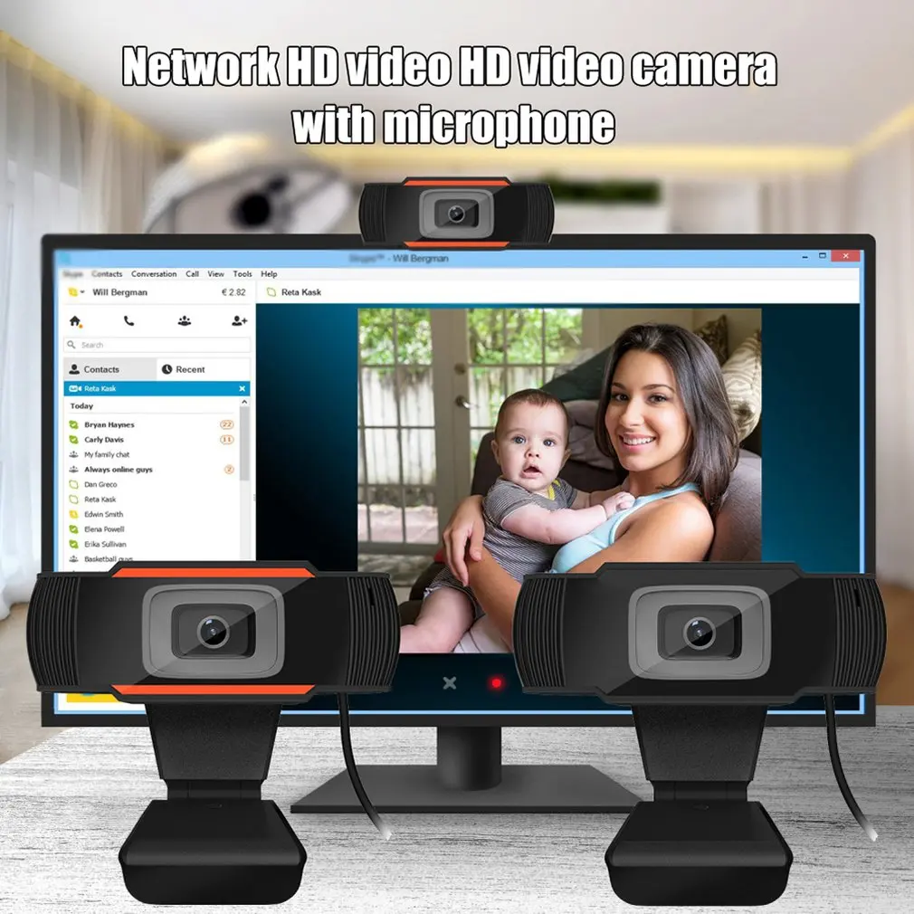USB HD 480P Webcam para Ordenador Portátil de Enfoque Automático de gama Alta Llamada de Vídeo de cámaras web de la Cámara Con la Reducción de Ruido de Micrófono 5