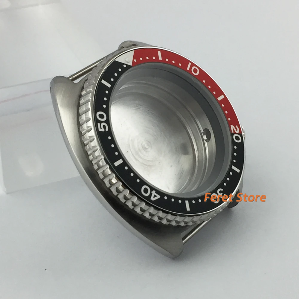 Bliger 45mm de plata estéril caso de cristal de zafiro Black Metal Rojo Bisel ajuste NH35 NH36 movimiento 22mm correa de reloj 5