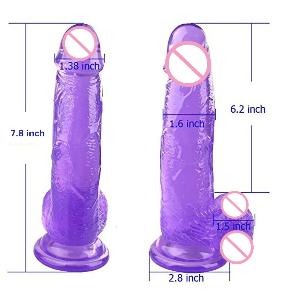 Dildo Realista De 7,8 Pulgadas De Color Púrpura Pene Para Principiantes Con Una Copa De Succión Potente Juguete Del Sexo Para La Mujer Punto G Vaginal Anal Próstata Jugar 5