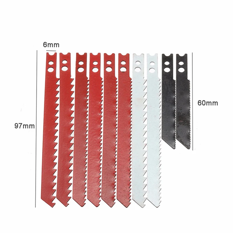 10pcs sierra de calar con Hojas Conjunto para blanco y Negro y Decker Sierra Caladora de Metal de Plástico de Madera Cuchillas 5
