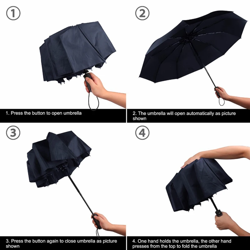Completo Automática de las Mujeres de la Lluvia Paraguas Plegable 3 Mujeres Paraguas Panda de Animal print Anti-UV Protección del Sol Paraguas Impermeable 5