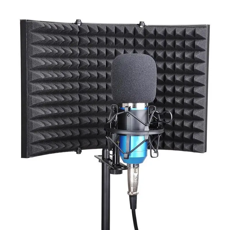 Micrófono plegable de Aislamiento Acústico Escudo Acústico Espumas Panel de Estudio para la Grabación de la Emisión en Directo de Micrófono Accesorios 5