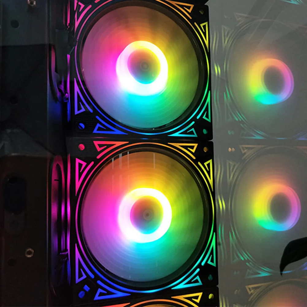 12cm RGB Ventilador de Enfriamiento Cambio de Color Hidráulico de Rodamiento de Juegos de azar de Ordenador de Escritorio Caja de Control Disipador Silencioso de la CPU Rápida de la PC 5