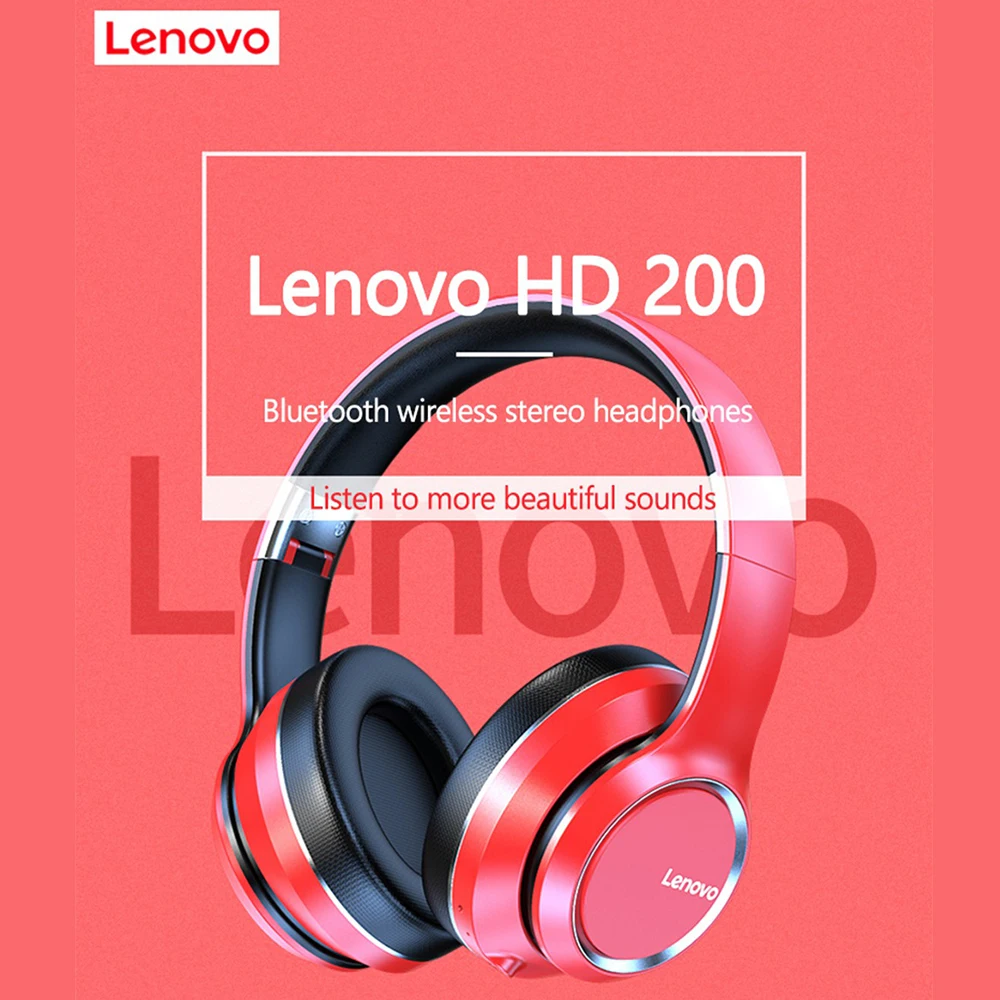 Lenovo HD200 Bluetooth 5.0 Auricular Inalámbrico Plegable Subwoofer Deportiva Stereo Juego de Auriculares Con Cancelación de Ruido 5