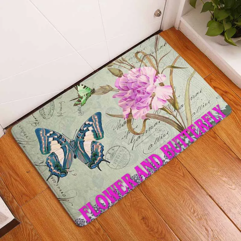 Bienvenido felpudo de la Mariposa Flores de Cocina Esponjoso Personal para el Dormitorio 5