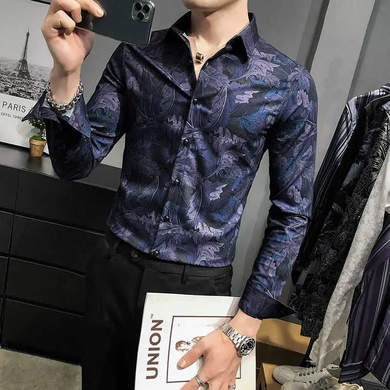 La Moda Floral Para Hombres Camisas De Manga Larga Slim Fit Camisa Masculina De Negocios Casual, Camisas De Vestir Social Superior Chemise Homme 2020 Hombres Ropa 5