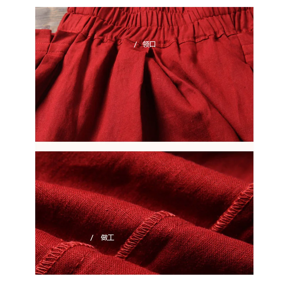 2019 Primavera Retro Casual Vintage Rojo Negro de Algodón y Ropa de Mujer Femenina Falda Plisada / faldas Largas de Mujer / Feminina Falda 5