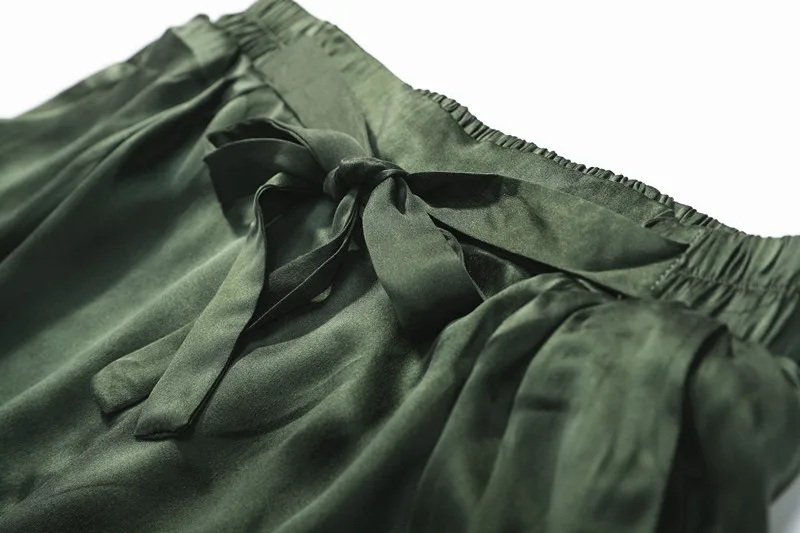 Pura Seda de la Mujer pantalones Cortos de colores sólidos con bolsillos con correa en 15 colores de un tamaño JN429 5