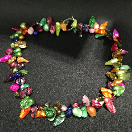 Anudado a mano 100cm de largo naturales y exóticas de colores barroco de la perla del collar suéter cadena de la joyería de la moda 5