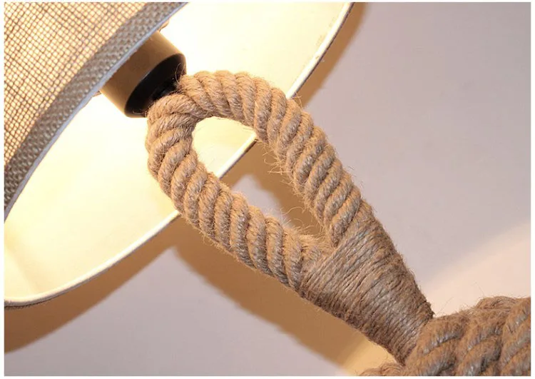 American retro personalidad creativa dormitorio lámpara de escritorio tejido de cuerda de cáñamo de la decoración de la lámpara de mesa 5