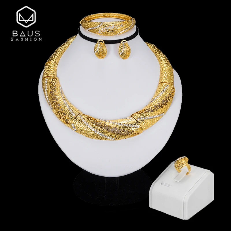 BAUS Exquisita Dubai conjuntos de joyas de lujo de color de Oro de la india joyería grande de Nigeria Africana de la joyería al por mayor Accesorios de la joyería 5