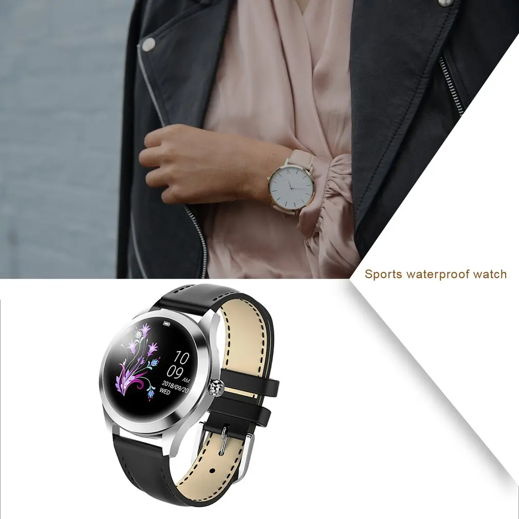 IP68 Impermeable Reloj Inteligente Mujer Hermosa Pulsera con Monitor de Ritmo Cardíaco Sueño de Monitoreo Smartwatch Conectar IOS Android KW10 banda 5